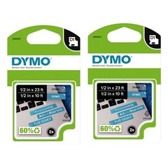 DYMO D1 Labels 2 Pack 12mm x 23ft Black Print on White Easy Peel Application