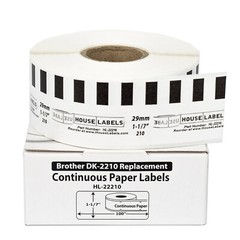 Non-OEM Fits BROTHER DK-2210 Continuous Labels (1-1/7″ x 100 feet) – (12) Rolls