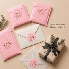 Pink Thank You Stickers Gold Foil – 500 Waterproof 1.5” Round Labels