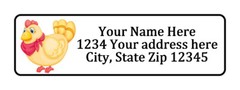 Yellow Chicken Personalized Return Address Labels 1/2 in by 1 3/4 in