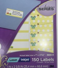 150-COUNT 3M BABY ADDRESS LABELS 3900-H Laser Inkjet Labels Permanent Adhesive
