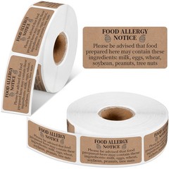 600 Count Food Allergy Warning Labels 1×2” Self-Adhesive Stickers for Kitchen S