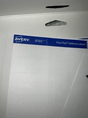 Avery 8195 Easy Peel Return Address Labels (19 Unused Sheets) 2/3” *1 3/4”