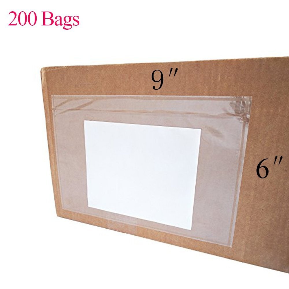 200 6”x”9 Clear Envelope Pouches Slip Plastic Adhesive Shipping Label Packing