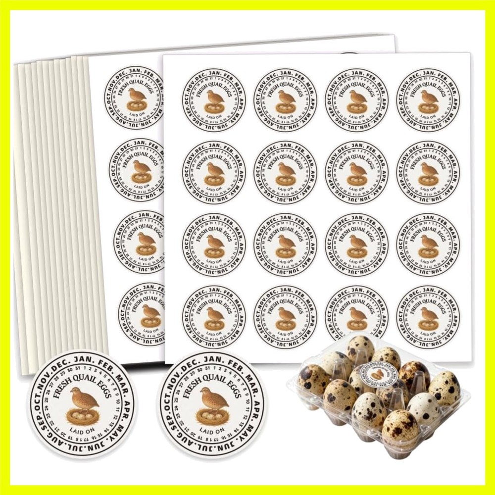 320 Pcs Quail Eggs Carton Labels, 2 Inch Round Fresh Quail Eggs Handling Stic…