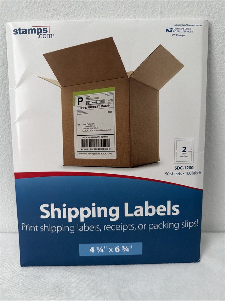 Stamps.com Label Sheet/ Stamps USPS Shipping Postage Labels 25 sheet – 50 labels