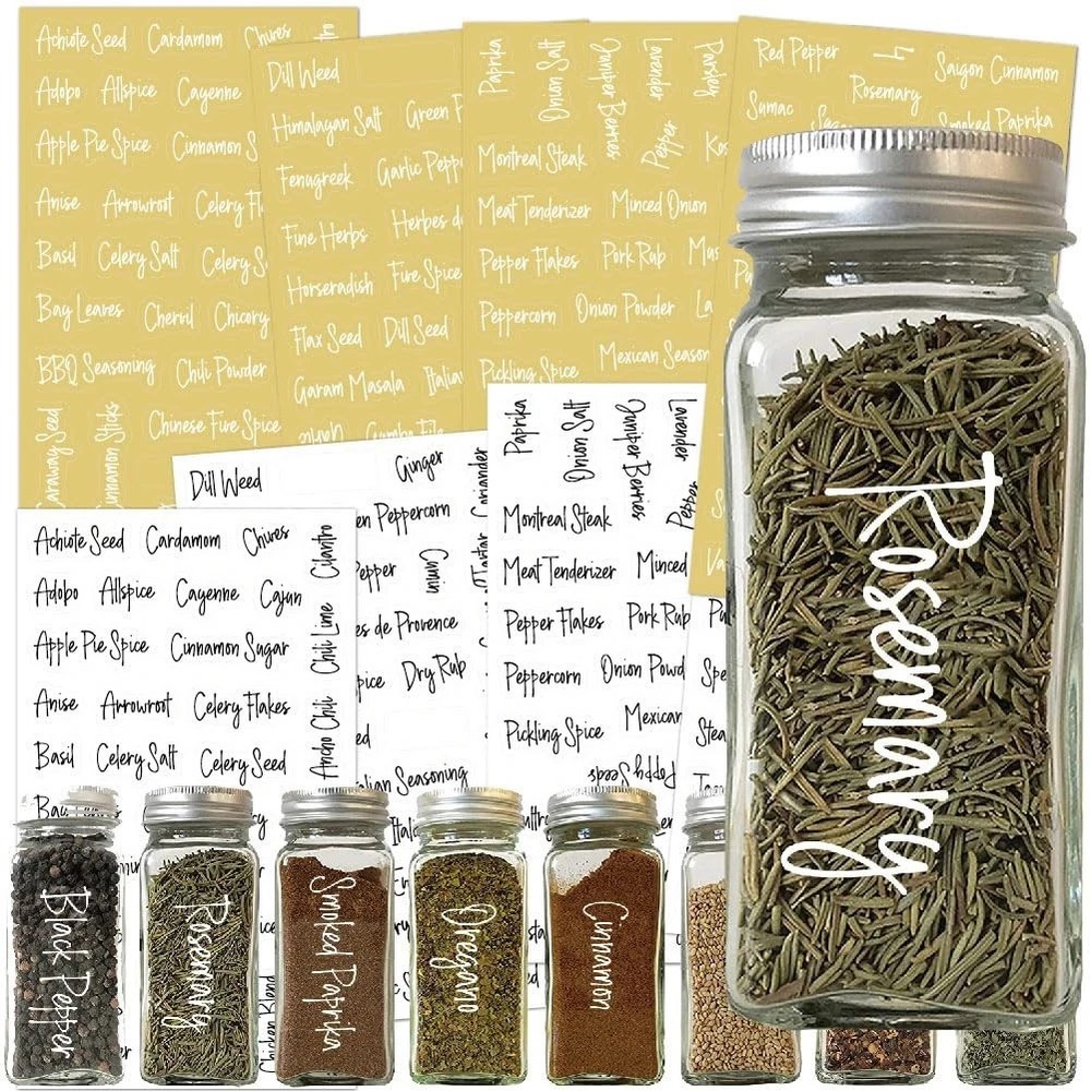 278 Pcs Clear Spice Jar Labels Preprinted Set,Waterproof Pantry Labels Sticke…