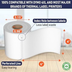 Dasher Products Thermal Shipping Labels Compatible with Dymo LabelWriter 4XL