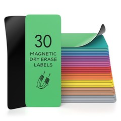 Scribbledo 30 Pack Dry Erase Magnetic Labels 3.1” x 1.2” Reusable Writable Co…