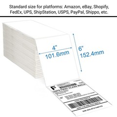 100-4000 4×6 Fanfold Direct Thermal Shipping Labels for Zebra & Rollo Printer