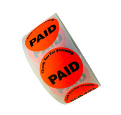 10 RLS/10,000 PCS – Paid Thank You For Shopping Stickers (1.5″) Adhesive Labels