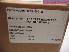 4″ x 6″ Thermal Transfer Freezer Perforated Fanfold Blank Labels 4000/Box