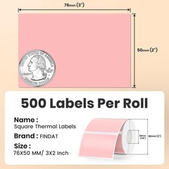 2×3 Inch Vinyl Thermal Labels Pink Rectangle Waterproof Direct Printer Sticke…