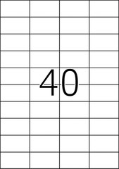 Self Adhesive Multipurpose Labels, 40 Labels per A4 Sheet, 100 Sheets, 52.5 X 29