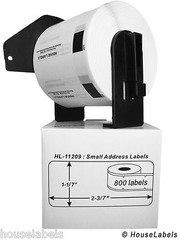 Non-OEM Fits BROTHER DK-1209 Labels – (2) Rolls of 800 + (1) REUSABLE FRAME