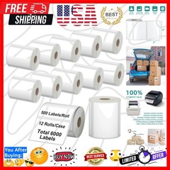 12 Rolls 6000 Pcs 4″x3″ 3-Proof Direct Thermal Shipping Labels 1″ Core Compat…