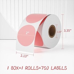 2” Round Direct Thermal Labels Self-Adhesive Circle Sticker DIY Design 750/Roll