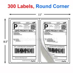 300 Mailing Shipping Labels 8.5″x5.5″ Round Corner Half Sheet Self Adhesive USA