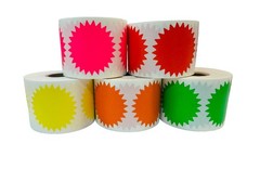 2″ Pink Starburst Direct Thermal Zebra Labels 1″ Core 4 Rolls 2000 Total