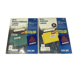 Lot Of 2 Avery# 8567 & 8560 White Return Address Labels New Sealed