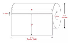 24 ROLLS ULINE S-13027W ZEBRA MOBILE PRINTER LABELS 4 X 2″ WHITE 300 LABELS/ROLL