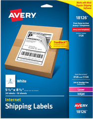 Avery Half-Sheet Printable Shipping Labels, Customizable Stickers 5.5″ X 8.5″