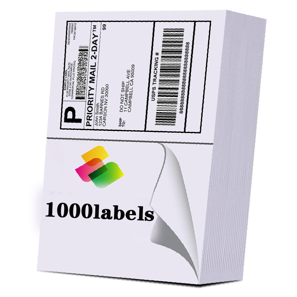 1000 Premium 8.5″ X 5.5″ Half Sheet Self Adhesive Shipping Labels 2 Per Sheet