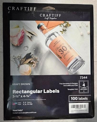 CRAFTIFF KRAFT BROWN RECTANGULAR LASER LABELS – PERSONALIZE YOUR GIFT BOTTLES