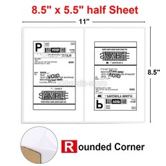 200-1000 Labels 8.5×5.5 Round Corner Shipping Labels Half Sheet Self Adhesive