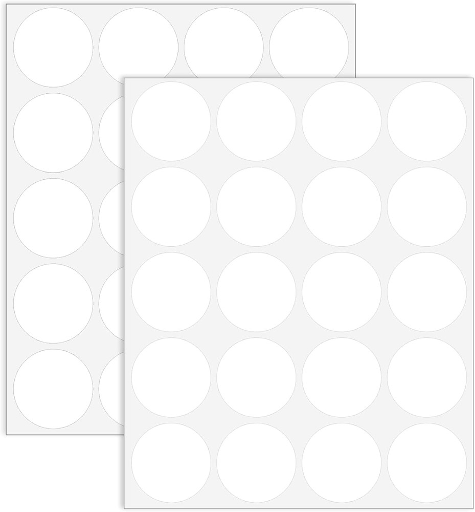 1.5″ round Colored Removable Stickers Labels，Handwritten, Not Printable – White,