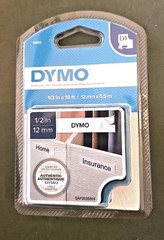 Dymo Permanent High Performance D1 12mm Tape, 1/2″ X 18′ Black on White