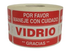 Spanish Labels – Vidrio 2×3 Glass Fragile Stickers 500 Each, 1-60 Rolls