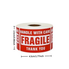 250 Fragile Warning Labels Roll Self Adhesive Shipping Packing Stickers Red Whit