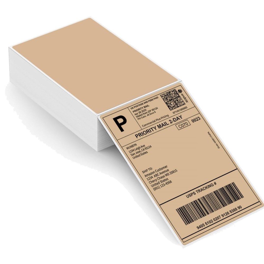 Brown 4″x6″ Direct Thermal Shipping Labels, Commercial Grade Permanent Adhesi…