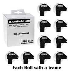 10Roll 1-1/7″ x 2-3/7″ Paper Address 800 Labels DK-1209 for Brother QL-720NW