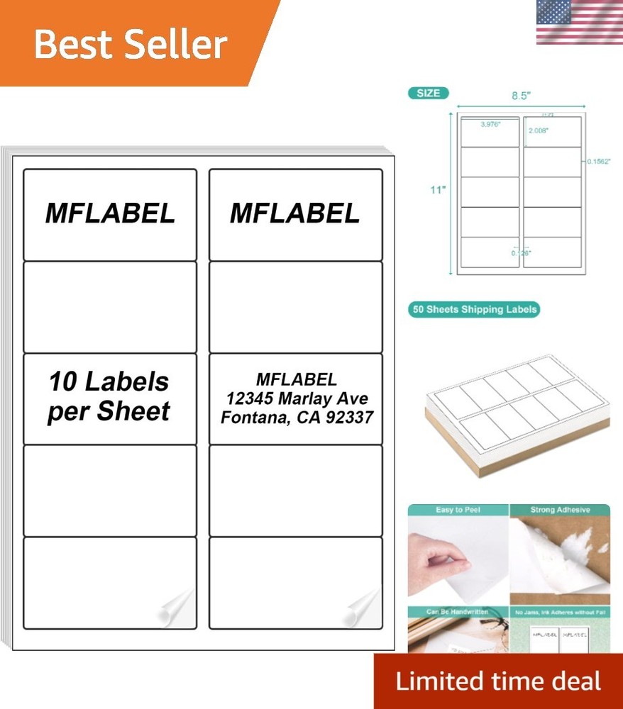 2×4 Shipping Labels – 500 Adhesive Address Labels for Laser/Inkjet Printer, 5…