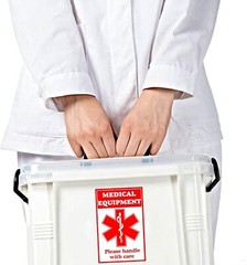 Medical Alert Equipment Luggage Tag Stickers 2x3inch Fluorescent Red Fragile NEW