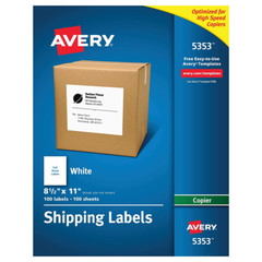 Avery Full-Sheet Labels for Copiers, 8-1/2″ x 11″, Box of 100 (5353)