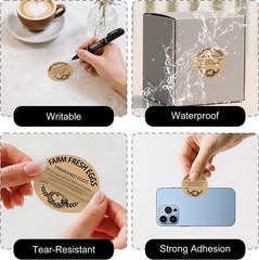 500 PCS Fram Fresh Eggs Carton Labels with Collection Date 2 Inches Natural B…