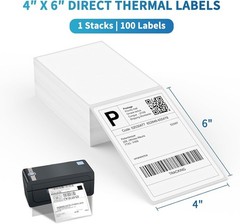 4×6 Fanfold Thermal Labels – 100 Labels Per Stack for Efficient Shipping