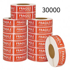Fragile Handle With Care Stickers 1×3 Labels 30 Rolls 1000/Roll 30000