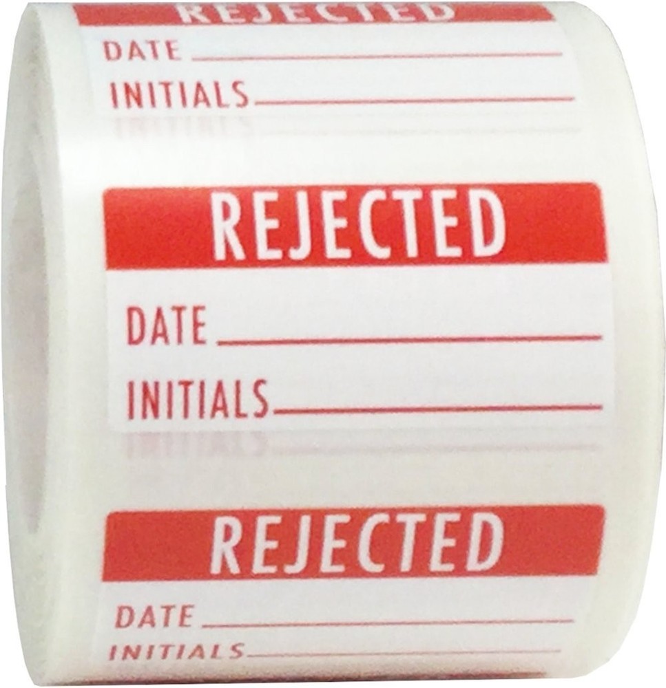 White and Red Rejected Labels, 3/4 x 1 1/2 Inch Adhesive Stickers, 500 Total …