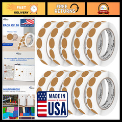 1-Inch Kraft Brown Perforated Dot Stickers – 10 Rolls, 10,000 Rustic Labels for