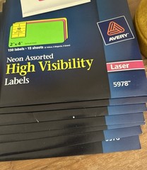 6 Packs Avery Assorted Neon Colors Shipping Labels 2 in. X 4 in. 150 Labels Each