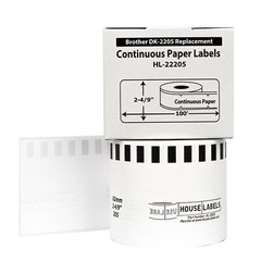 Non-OEM Fits BROTHER DK-2205 Continuous Labels – (18) Rolls of 100′ + (1) FRAME