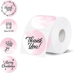 Thermal Label,2 Inch Pink Watercolor Round Thermal Printer Stickers,Self-Adhe…