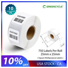 10Rolls Square Thermal Paper 750 Labels 1″ x 1″ for Dymo 30332 LabelWriter 330
