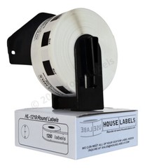 Non-OEM Fits BROTHER DK-1219 ROUND Labels 1/2″ – (6) Rolls of 1200 + (2) FRAMES
