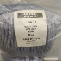 Uline S-14793 Heavy Duty Wet Mop Head 32 oz. Blue New