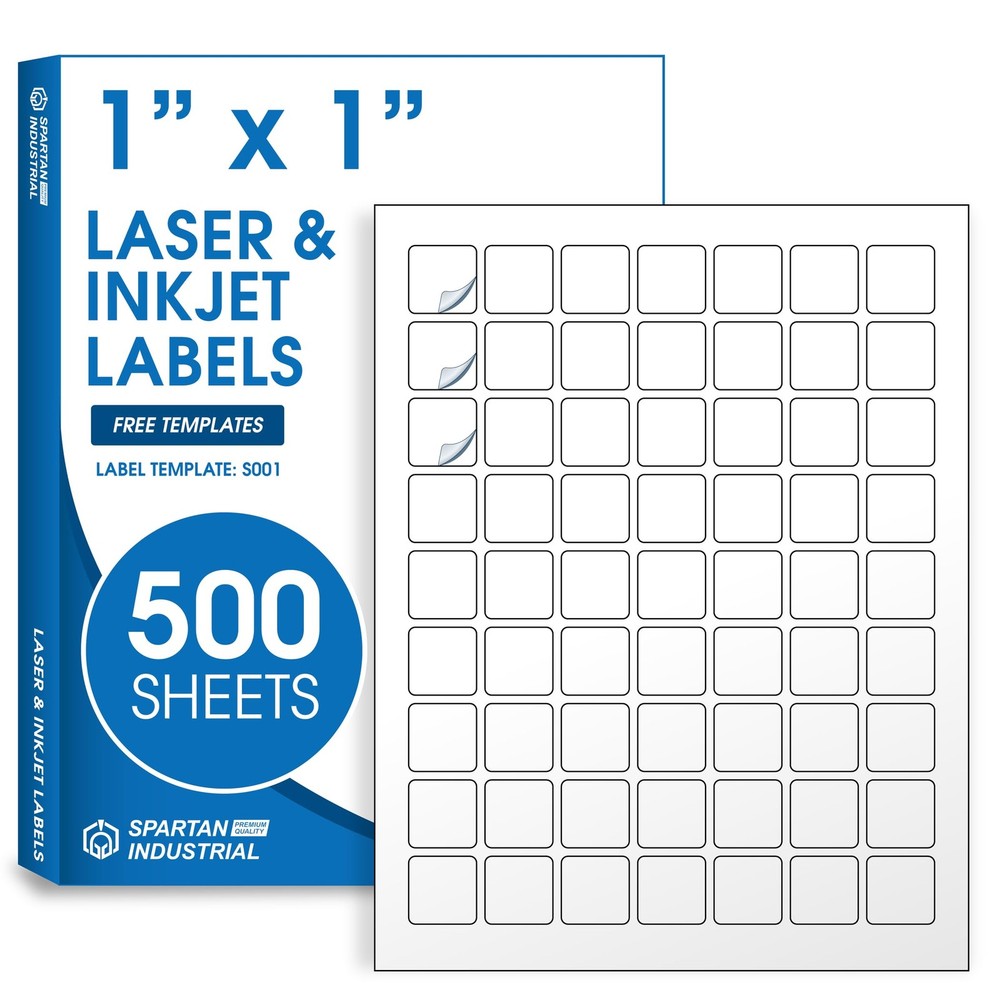 1″ X 1″ Matte White Printable Labels (500 Sheets, 31500 Stickers) Custom Stic…